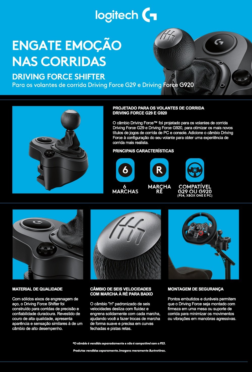 Imagem de CAMBIO LOGITECH DRIVING FORCE SHIFTER PARA G29 E G920