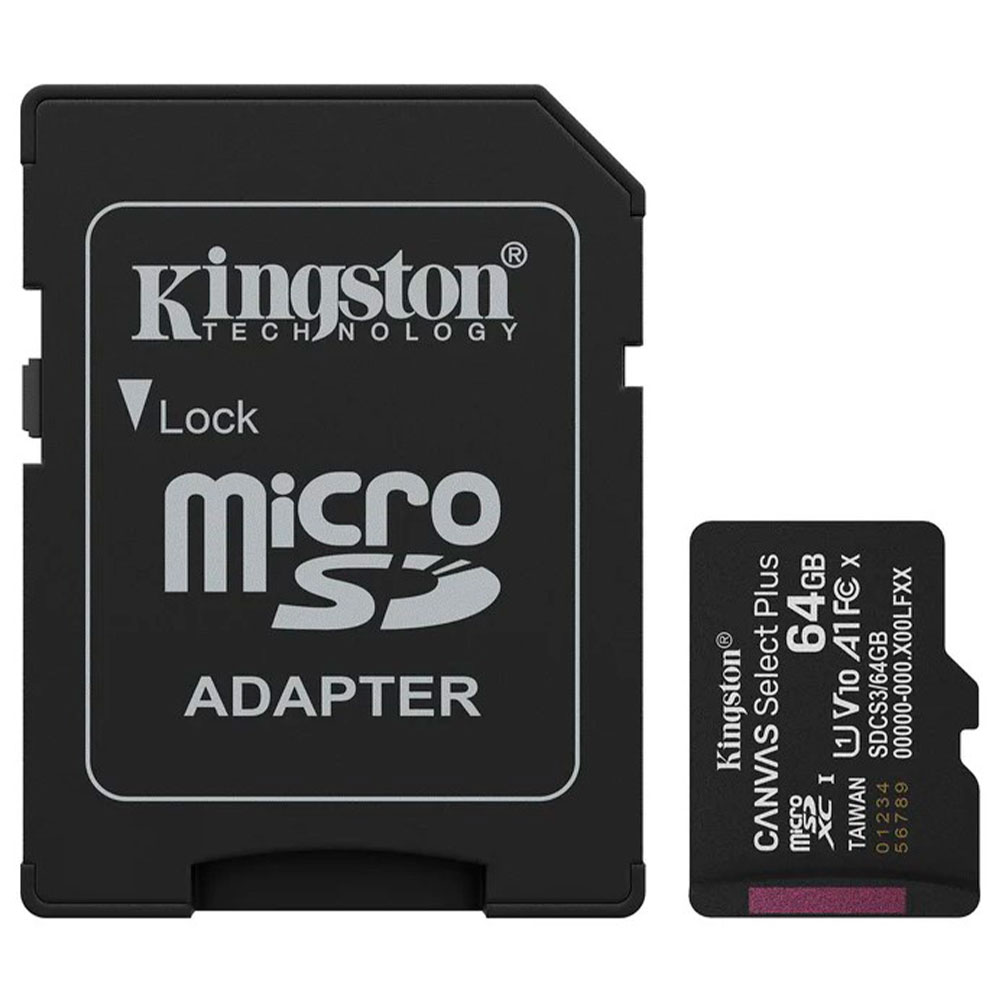 Imagem de CARTAO DE MEMORIA SD KINGSTON CANVAS SELECT PLUS CLASS 10UHS-I 64GB MICRO+ADAPTADOR - SDCS3/64GB