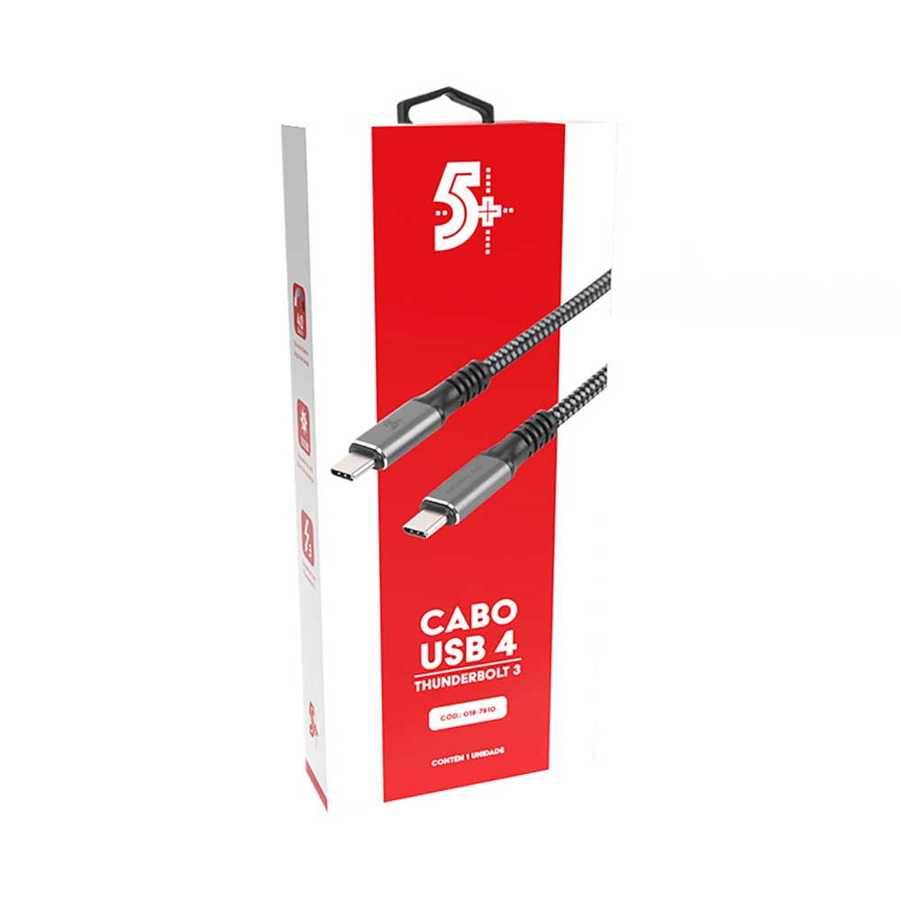 Imagem de CABO USB 4 THUNDERBOLT 40G 100W 1M 5+ - 018-7810