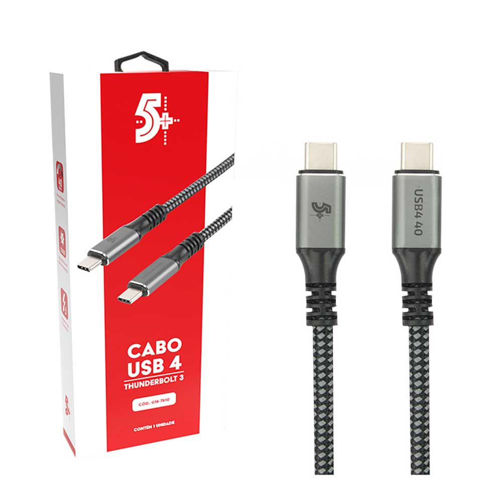 Imagem de CABO USB 4 THUNDERBOLT 40G 100W 1M 5+ - 018-7810