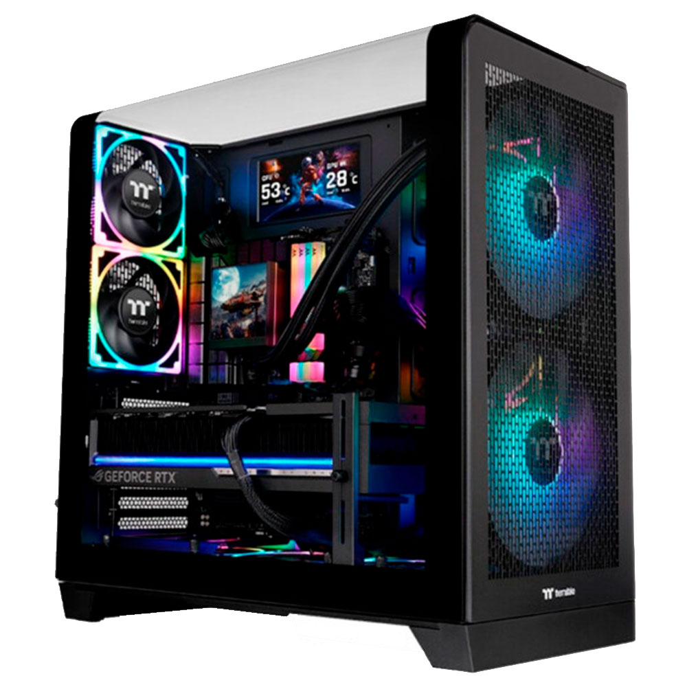 Imagem de GABINETE THERMALTAKE VIEW 390 AIR MID TOWER BLACK 1* CURVEDTEMPGLASS/2*CT140 ARGB - CA-11F-00M1WN-00