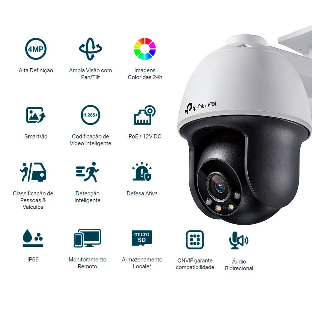 Imagem de CAMERA IP SPEED DOME VIGI C540(4MM) EXTERNA PAN/TILT FULL-COLOR POE TPLINK 4MP TPN0421