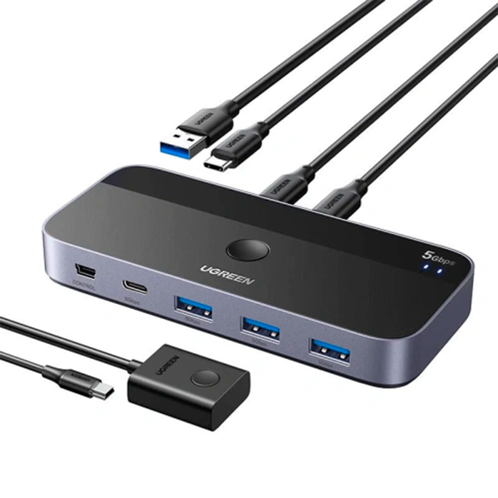 Imagem de SWITCH KVM UGREEN COM 2 ENTRADAS USB-C E 4 SAIDAS USB-A - CM687