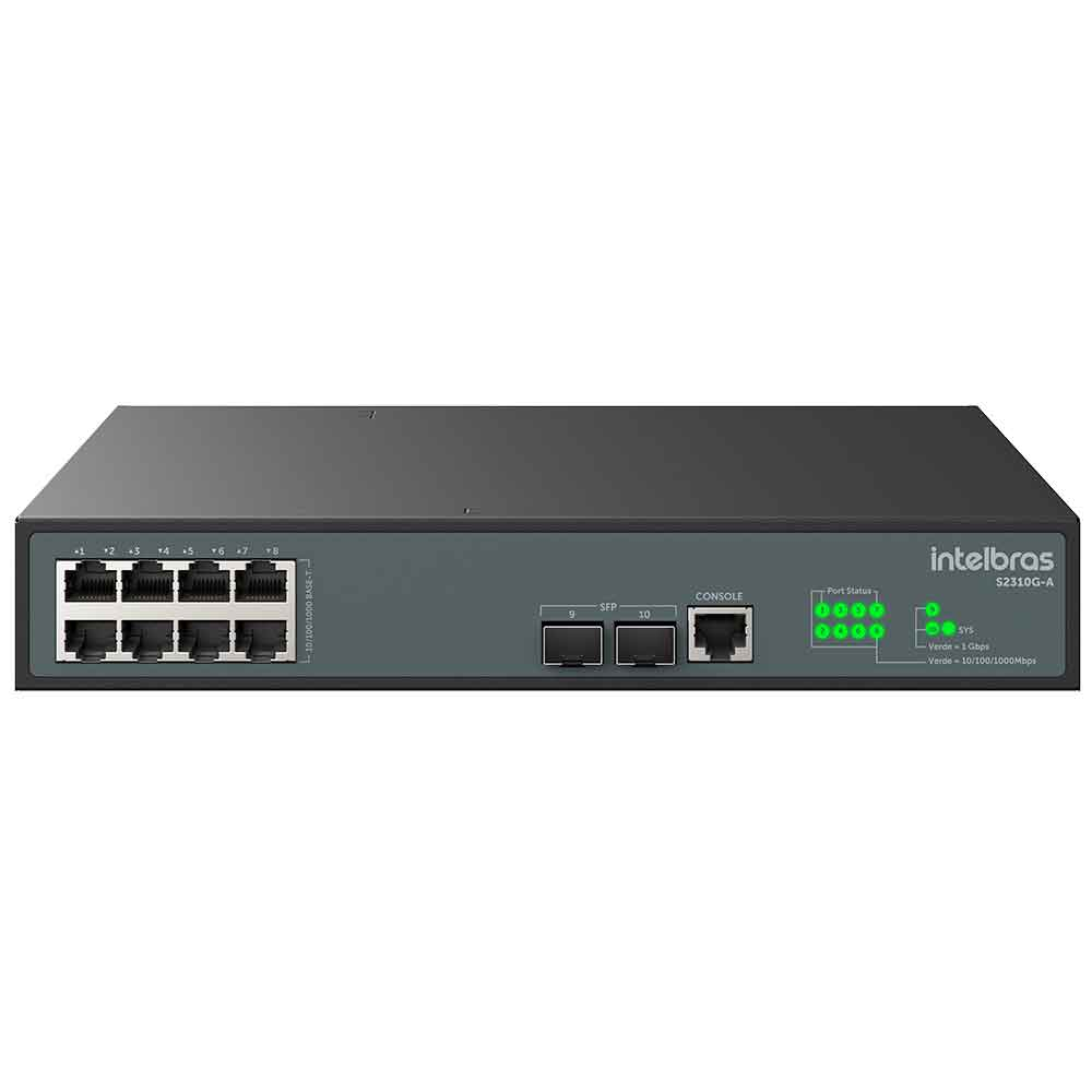 Imagem de SWITCH INTELBRAS GERENCIAVEL 08 PORTAS GIGABIT MAIS 2 PORTAS SFP UPLINK S2310G-A - 4760104