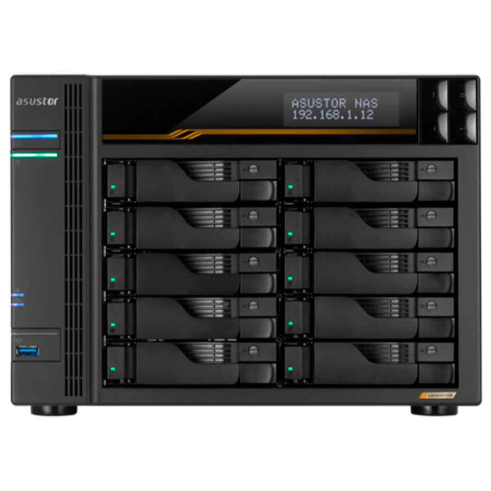 Imagem de STORAGE NAS ASUSTOR TORRE S/HD 10 BAIAS AMD RYZEN V3C14 2 PORTAS LAN 5GB E 2 10GB - AS6810T-US