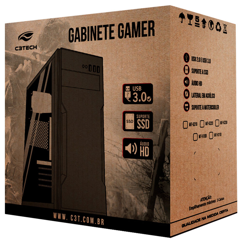 Imagem de GABINETE GAMER C3TECH MT-G120BK SEM FONTE PRETO