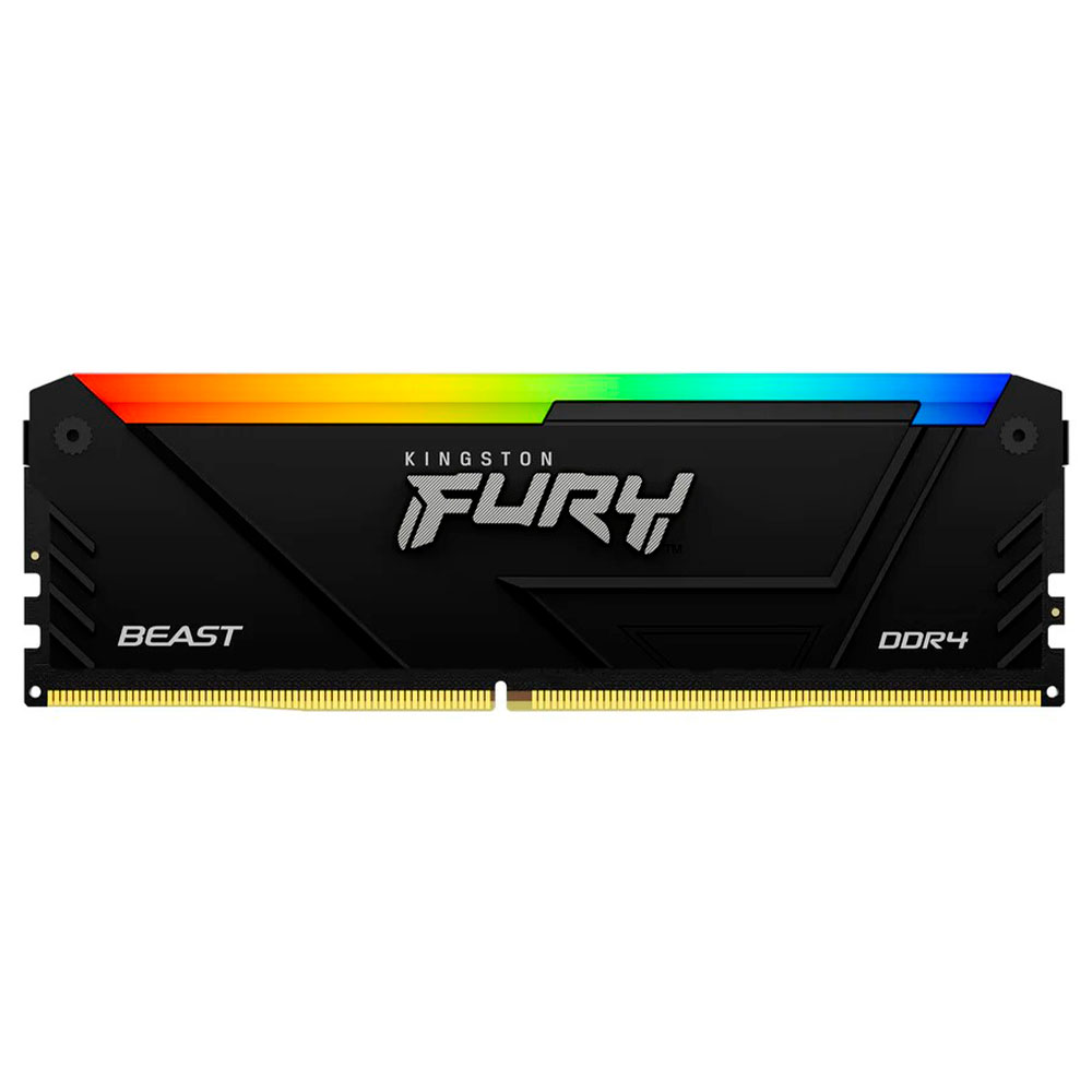 Imagem de MEMORIA KINGSTON FURY BEAST RGB 8GB DDR4 3200MHZ 1.35V BLACK DESKTOP - KF432C16BB2A/8WP