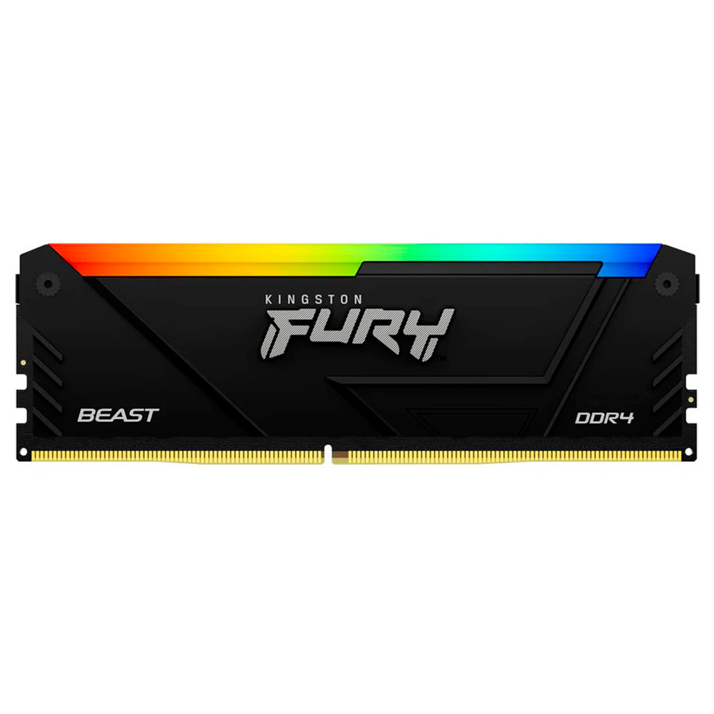 Imagem de MEMORIA KINGSTON FURY BEAST RGB 16GB DDR4 3200MHZ 1.35V BLACK DESKTOP - KF432C16BB12A/16WP