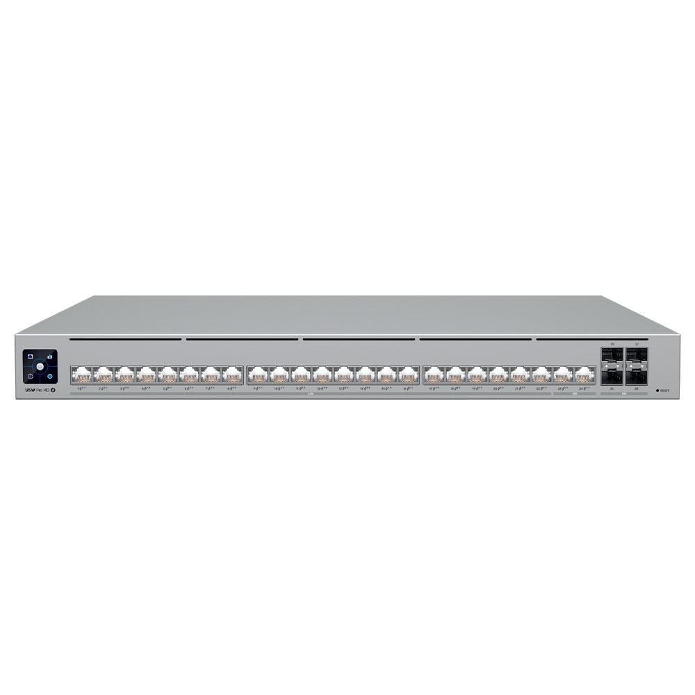 Imagem de SWITCH UBIQUITI GERENCIAVEL L3 24 PORTAS 2.5 GIGABIT + 04 SFP+ DE 10GB USW-PRO-HD-24-POE RACK