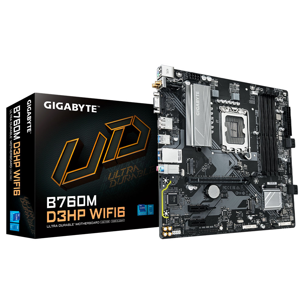 Imagem de PLACA MAE (INTEL) GIGABYTE B760M D3HP WIFI6 1.0 DDR5 LGA1700 12 13 E 14 GERACAO