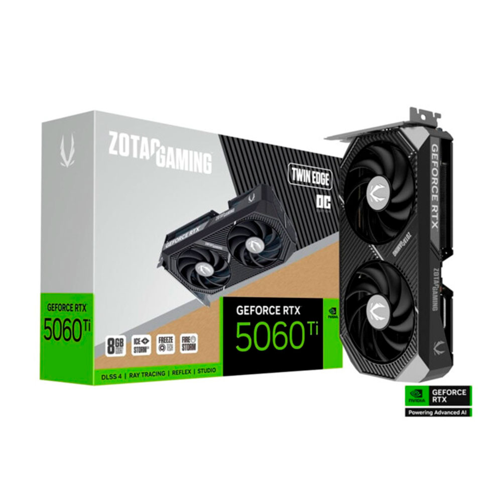 Imagem de PLACA DE VIDEO ZOTAC GEFORCE RTX 5060 TI TWIN EDGE OC 8GB GDDR7 128BITS ZT-B50610H-10M