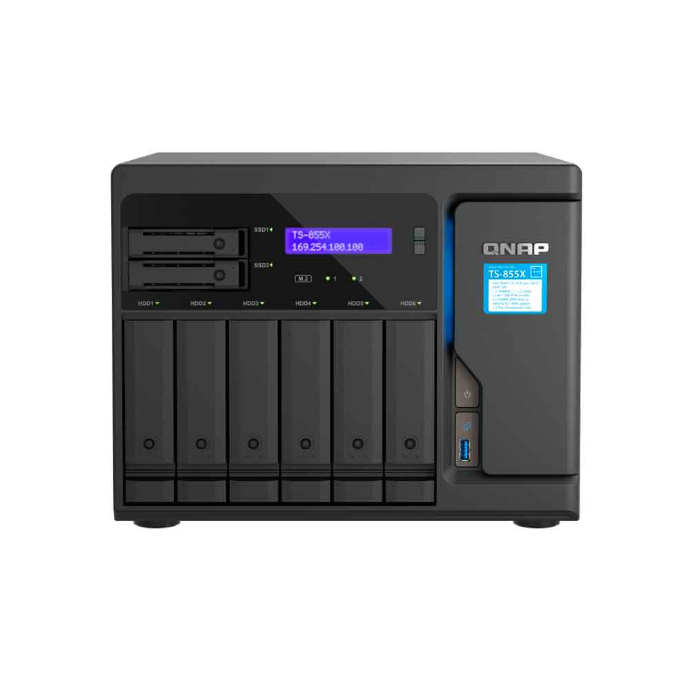 Imagem de STORAGE NAS QNAP 8 BAIAS INTEL ATOM C5125 8 CORE, 2.8GHZ, 8GB, 2X 2.5 GBE TORRE - TS-855X-8G-US