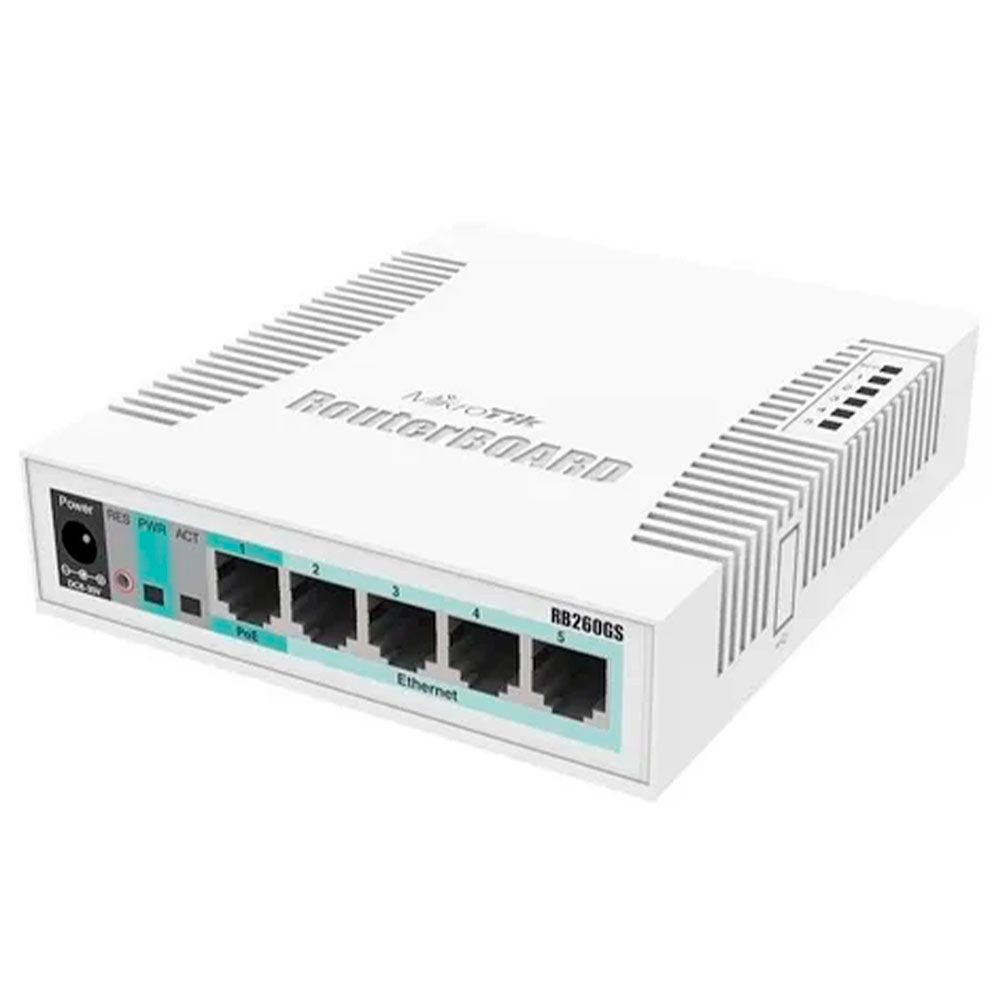 Imagem de CLOUD SMART SWITCH RB260GS COM 5 PORTAS GIGA + PORTA SFP CSS106-5G-1S MIKROTIK