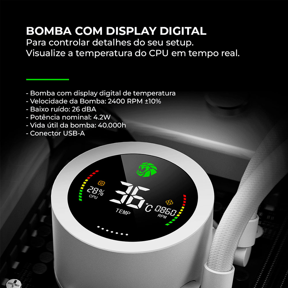 Imagem de WATER COOLER GAMEMAX ICEBURG 240N2 WHITE ARGB  - ICEBURG240N2WHBR
