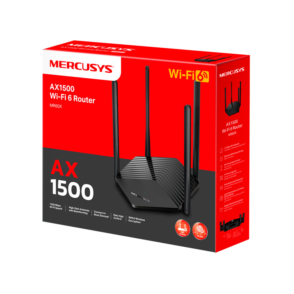 Imagem de ROTEADOR WIRELESS MERCUSYS MR60X WI-FI 6 AX1500 V3.8