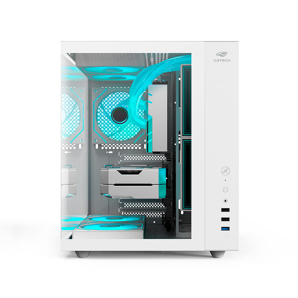 Imagem de GABINETE GAMER C3TECH AQUARIUS MT-G920WH SEM FONTE BRANCO