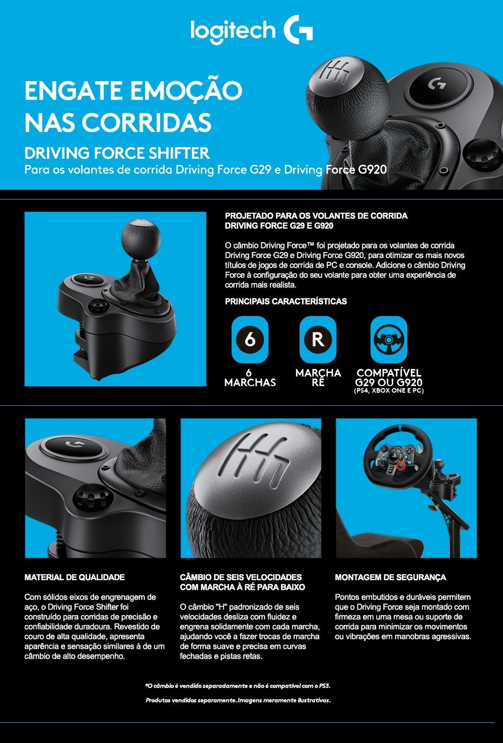 Imagem de CAMBIO LOGITECH DRIVING FORCE SHIFTER PARA G29 E G920