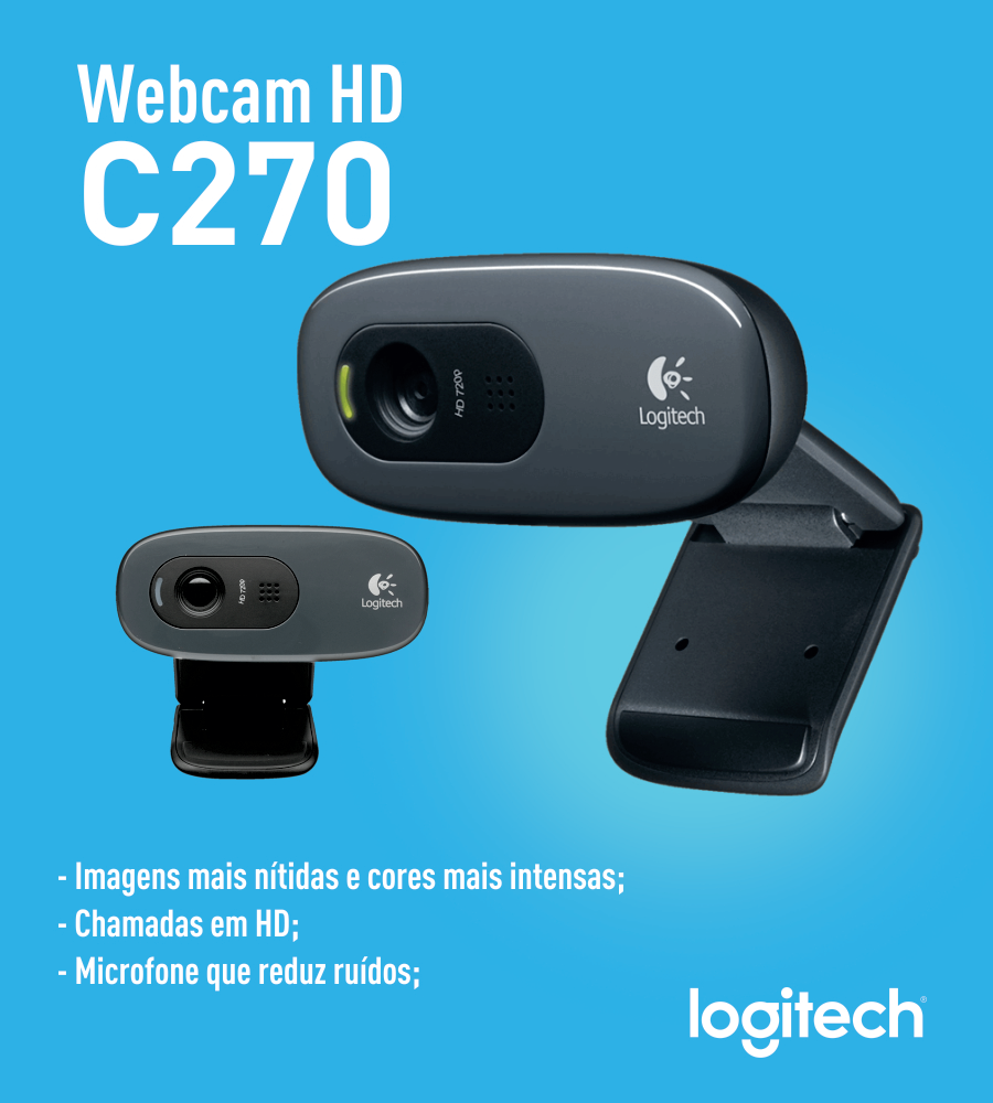 Imagem de WEBCAM LOGITECH C270 HD 720P MIC PTO