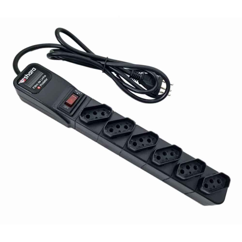 Mostrar detalhes de FILTRO DE LINHA TS SHARA + PROTETOR 6 TOMADAS BIVOLT CABO 1,5M PRETO - 554 Imagem de FILTRO DE LINHA TS SHARA + PROTETOR 6 TOMADAS BIVOLT CABO 1,5M PRETO - 554