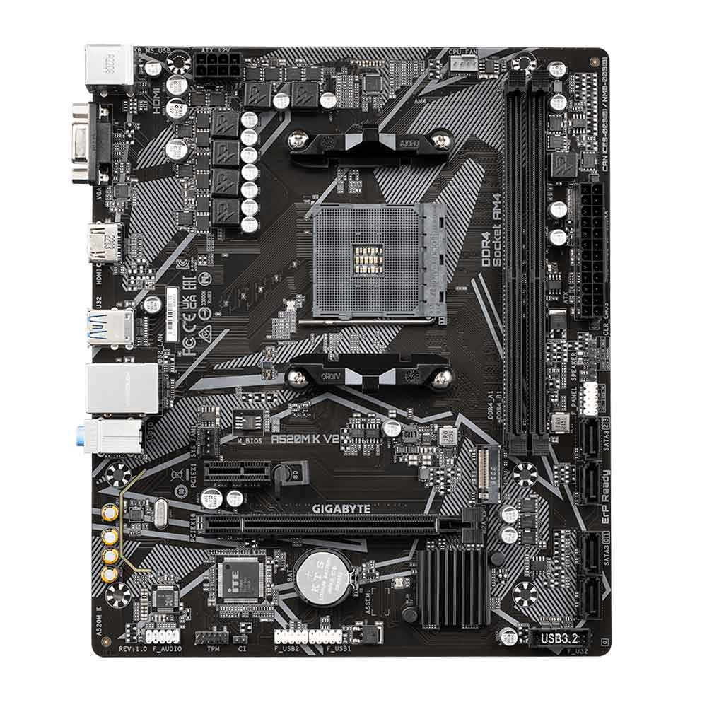 Mostrar detalhes de PLACA MAE (AMD) GIGABYTE A520M K V2 DDR4 AM4 Imagem de PLACA MAE (AMD) GIGABYTE A520M K V2 DDR4 AM4