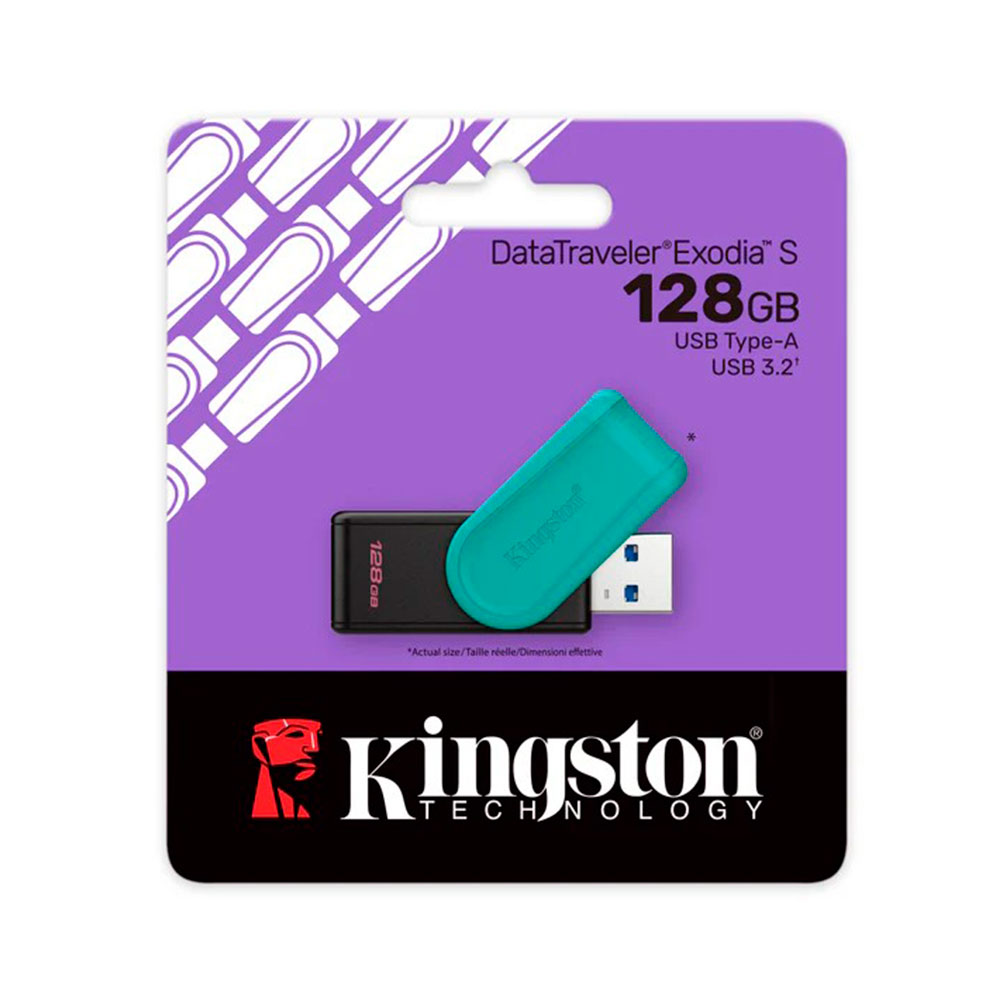 Imagem de PEN DRIVE KINGSTON DATATRAVELER EXODIA S TURQUESA 128GB USB 3.2 - DTXS/128GB
