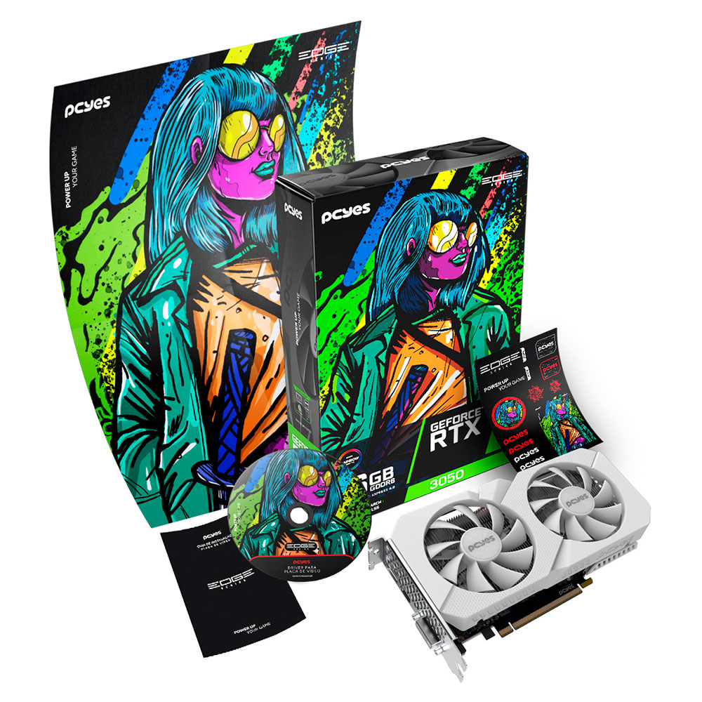 Imagem de PLACA DE VIDEO PCYES GEFORCE RTX 3050 WHITE 6GB GDDR6 96BITS PVRTX30506WTPE