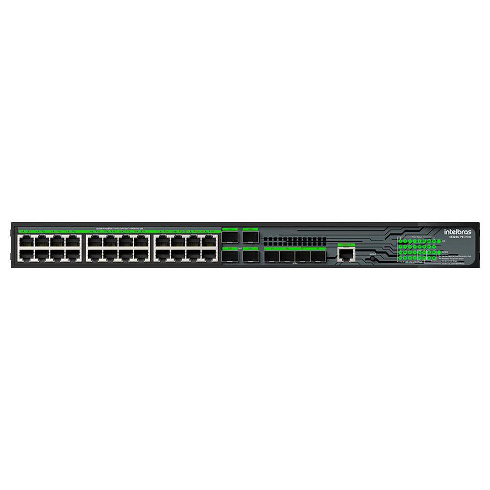 Imagem de SWITCH INTELBRAS GERENCIAVEL L3 24 PORTAS GIGABIT POE 370W E 4 PORTAS SFP+ S3328G-PB 370W - 4760113