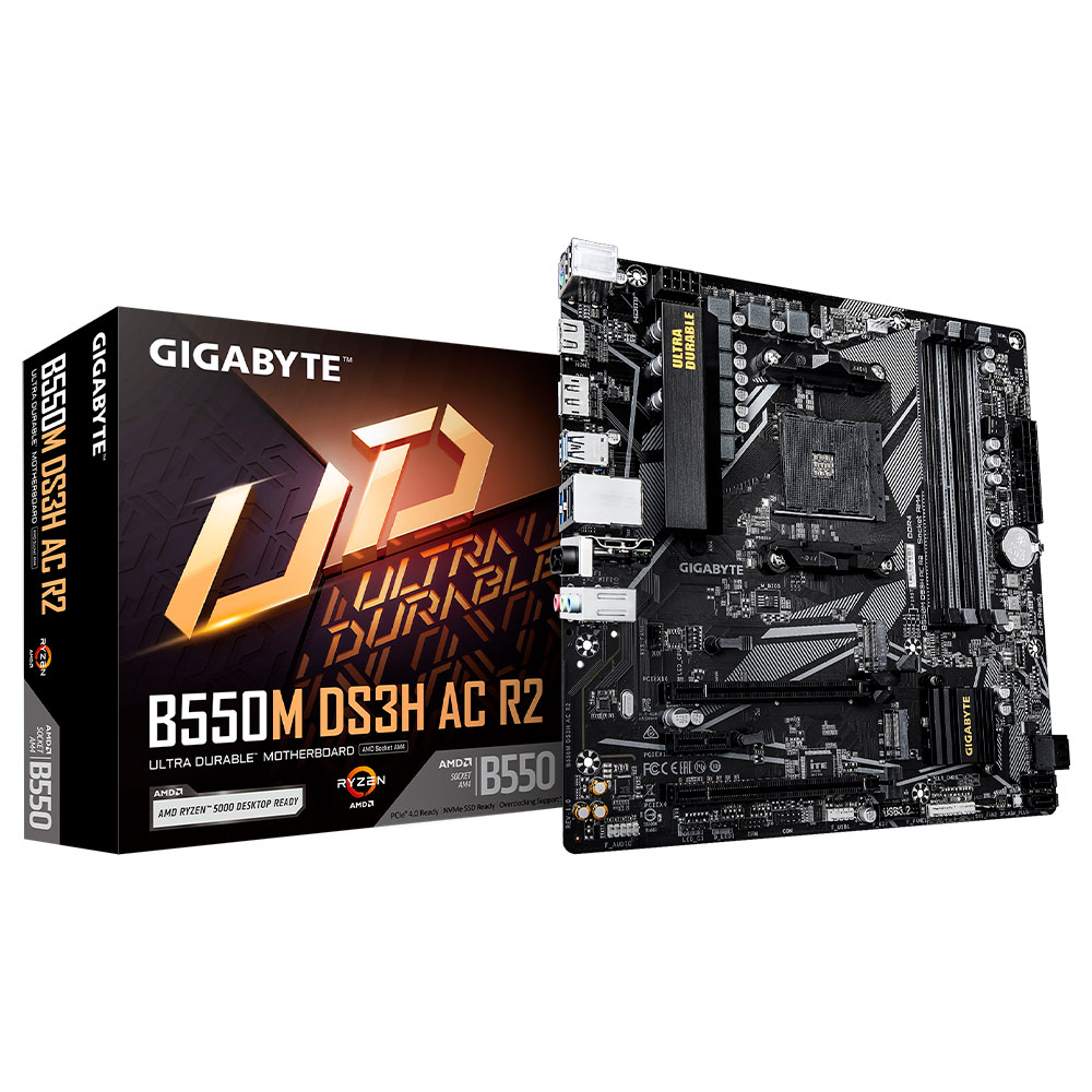 Mostrar detalhes de PLACA MAE (AMD) GIGABYTE B550M DS3H AC R2 1.0 DDR4 AM4 Imagem de PLACA MAE (AMD) GIGABYTE B550M DS3H AC R2 1.0 DDR4 AM4