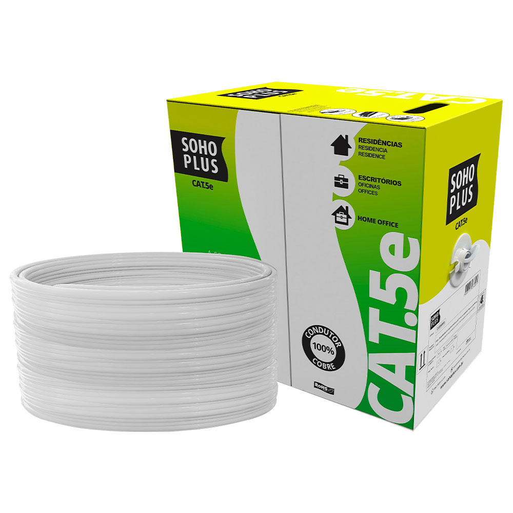 Mostrar detalhes de CABO REDE LAN FURUKAWA SOHOPLUS CAT5E U/UTP CMX BRANCO CERTIFICADO CX 305M Imagem de CABO REDE LAN FURUKAWA SOHOPLUS CAT5E U/UTP CMX BRANCO CERTIFICADO CX 305M