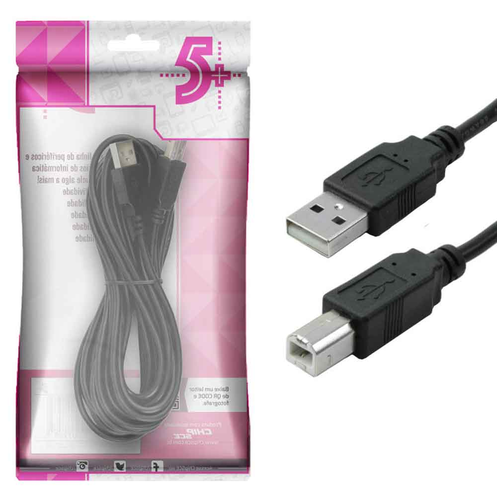 Mostrar detalhes de CABO USB2.0 A MACHO X B MACHO 5.0M 5+ PTO Imagem de CABO USB2.0 A MACHO X B MACHO 5.0M 5+ PTO