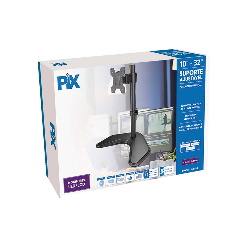 Imagem de SUPORTE MONITOR AJUSTAVEL 10" A 32" PIX - 079-0075