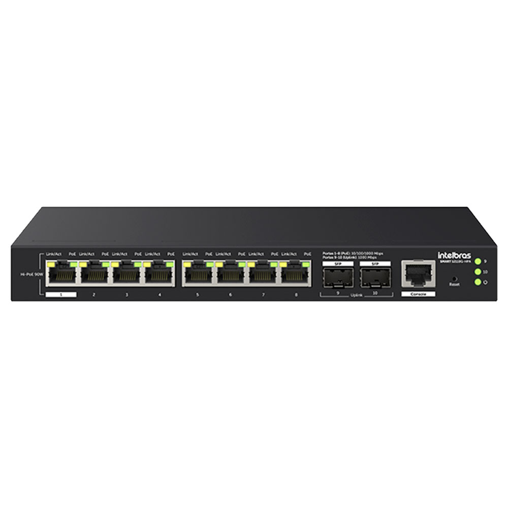 Mostrar detalhes de SWITCH INTELBRAS GERENCIAVEL HI-POE 8 PORTAS GIGABIT E 2 PORTAS SFP SMART S2110G-HPA - 4760134 Imagem de SWITCH INTELBRAS GERENCIAVEL HI-POE 8 PORTAS GIGABIT E 2 PORTAS SFP SMART S2110G-HPA - 4760134