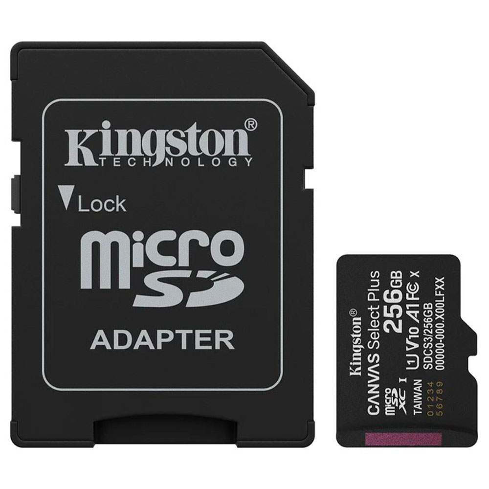Imagem de CARTAO DE MEMORIA SD KINGSTON CANVAS SELECT PLUS CLASS 10UHS-I 256GB MICRO+ADAPTADOR - SDCS3/256GB