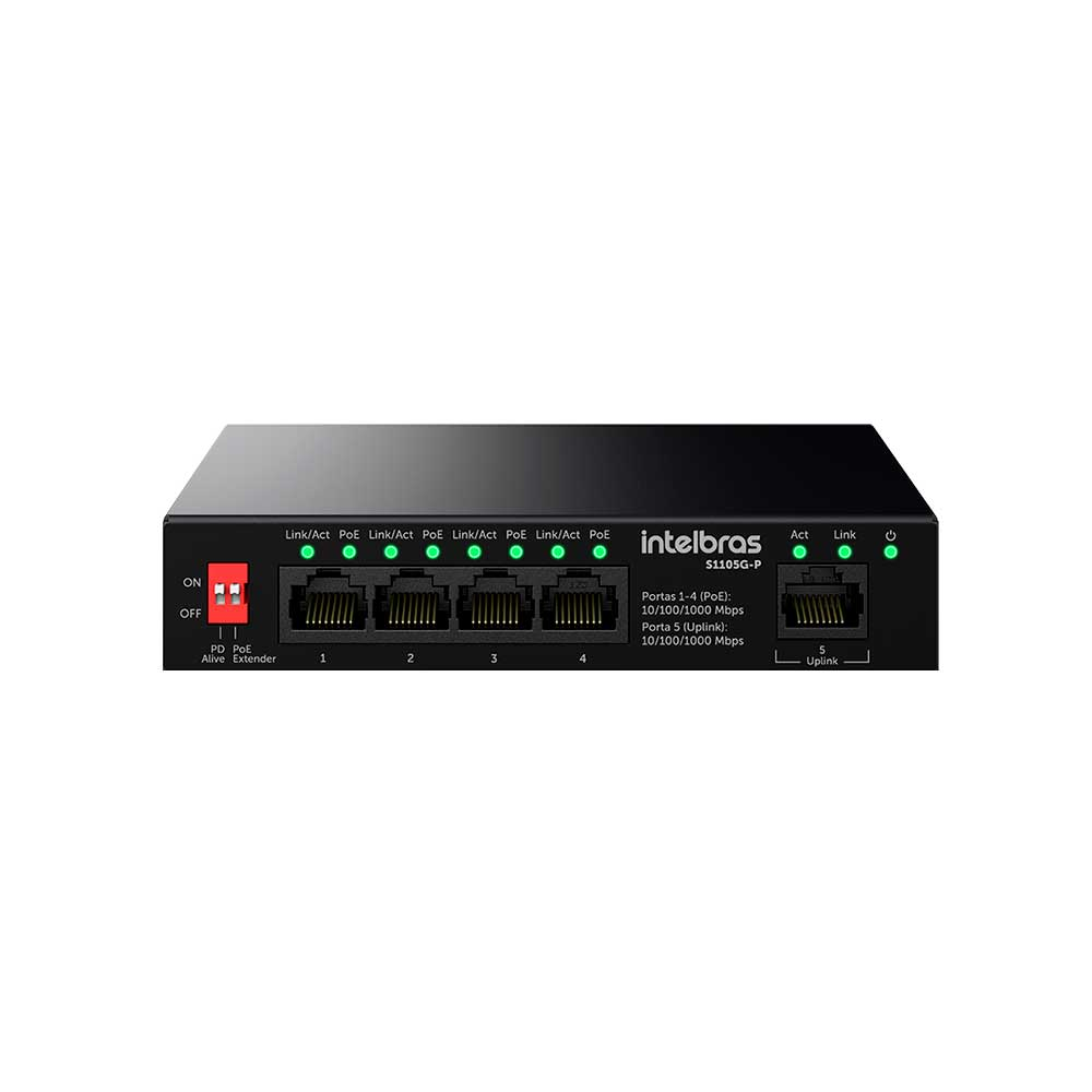 Mostrar detalhes de SWITCH INTELBRAS 5 PORTAS GIGABIT SENDO 4 PORTAS POE S1105G-P - 4760130 Imagem de SWITCH INTELBRAS 5 PORTAS GIGABIT SENDO 4 PORTAS POE S1105G-P - 4760130