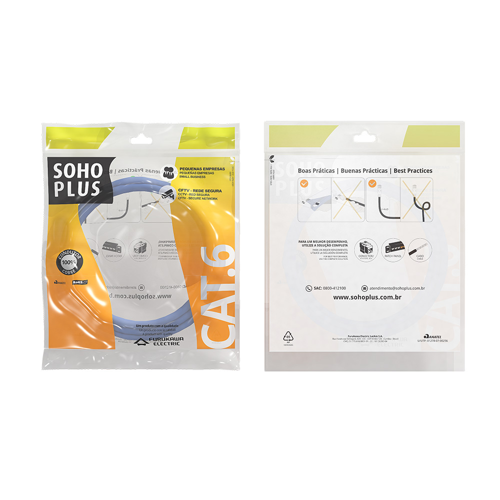 Mostrar detalhes de PATCH CORD U/UTP FURUKAWA SOHOPLUS CAT6 CMX T568A/B 1.5M AZUL CLARO CERTIFICADO Imagem de PATCH CORD U/UTP FURUKAWA SOHOPLUS CAT6 CMX T568A/B 1.5M AZUL CLARO CERTIFICADO