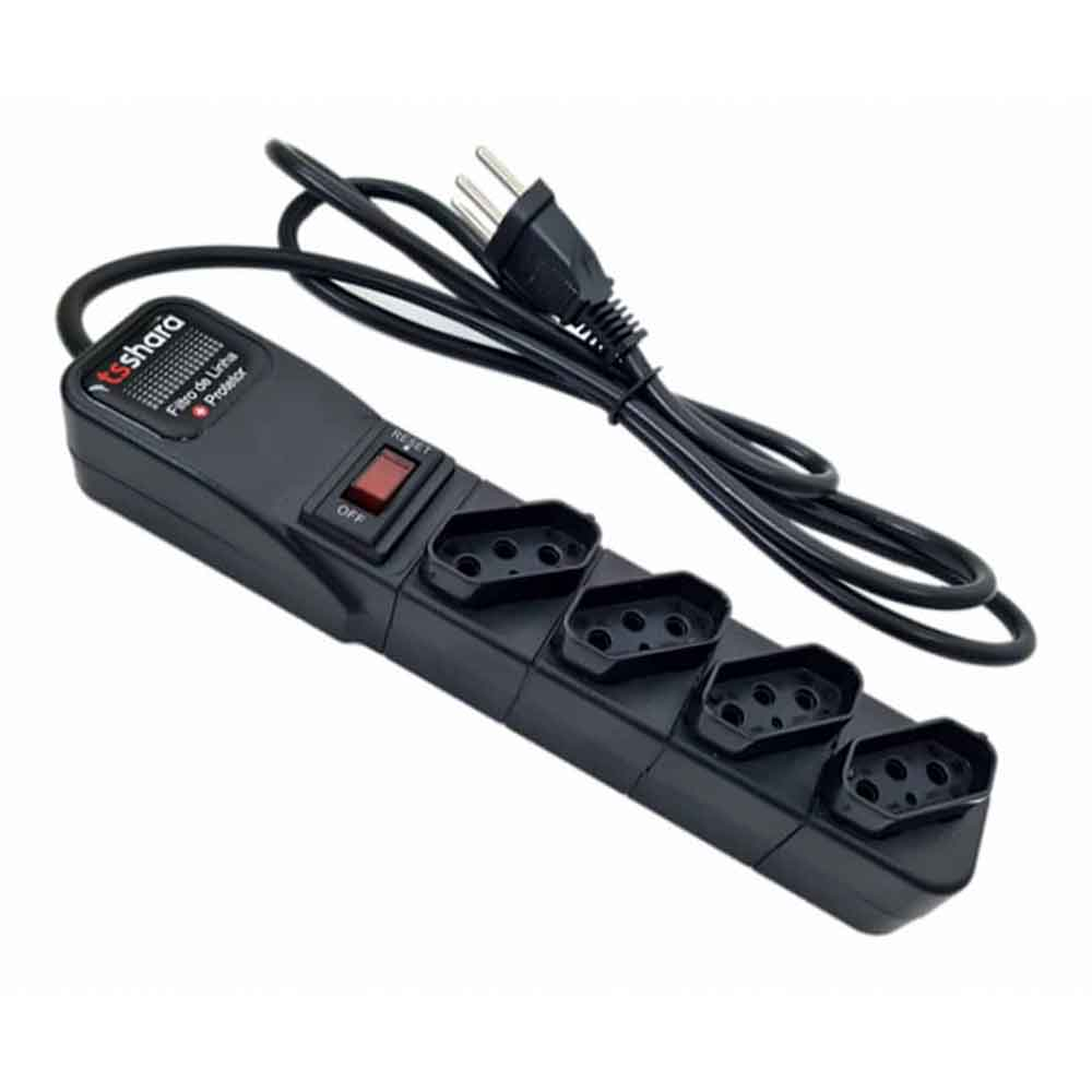 Mostrar detalhes de FILTRO DE LINHA TS SHARA + PROTETOR 4 TOMADAS BIVOLT CABO 1,5M PRETO - 552 Imagem de FILTRO DE LINHA TS SHARA + PROTETOR 4 TOMADAS BIVOLT CABO 1,5M PRETO - 552
