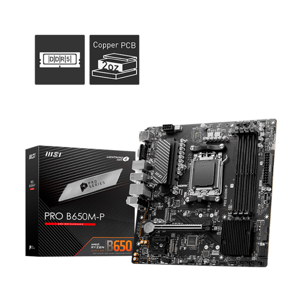 Mostrar detalhes de PLACA MAE (AMD) MSI PRO B650M-P DDR5 AM5 Imagem de PLACA MAE (AMD) MSI PRO B650M-P DDR5 AM5