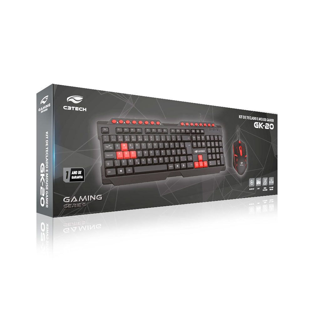 Imagem de KIT MOUSE E TECLADO C3TECH GAMER GK-20V2BK USB