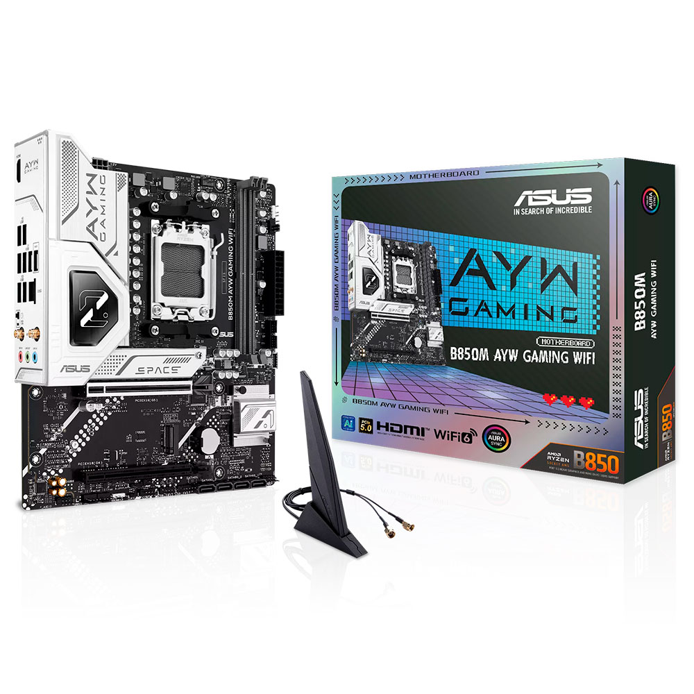 Mostrar detalhes de PLACA MAE (AMD) ASUS B850M AYW GAMING WIFI DDR5 AM5 Imagem de PLACA MAE (AMD) ASUS B850M AYW GAMING WIFI DDR5 AM5