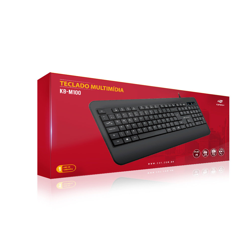 Mostrar detalhes de TECLADO C3TECH MULTIMIDIA USB PRETO - KB-M100BK Imagem de TECLADO C3TECH MULTIMIDIA USB PRETO - KB-M100BK