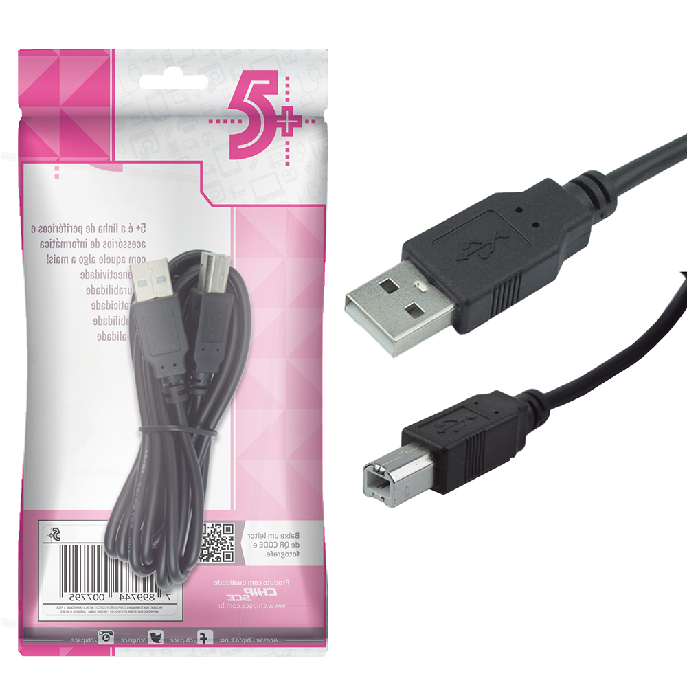 Mostrar detalhes de CABO USB 2.0 A MACHO X B MACHO 2.0M PTO 5+ - 018-1403 Imagem de CABO USB 2.0 A MACHO X B MACHO 2.0M PTO 5+ - 018-1403