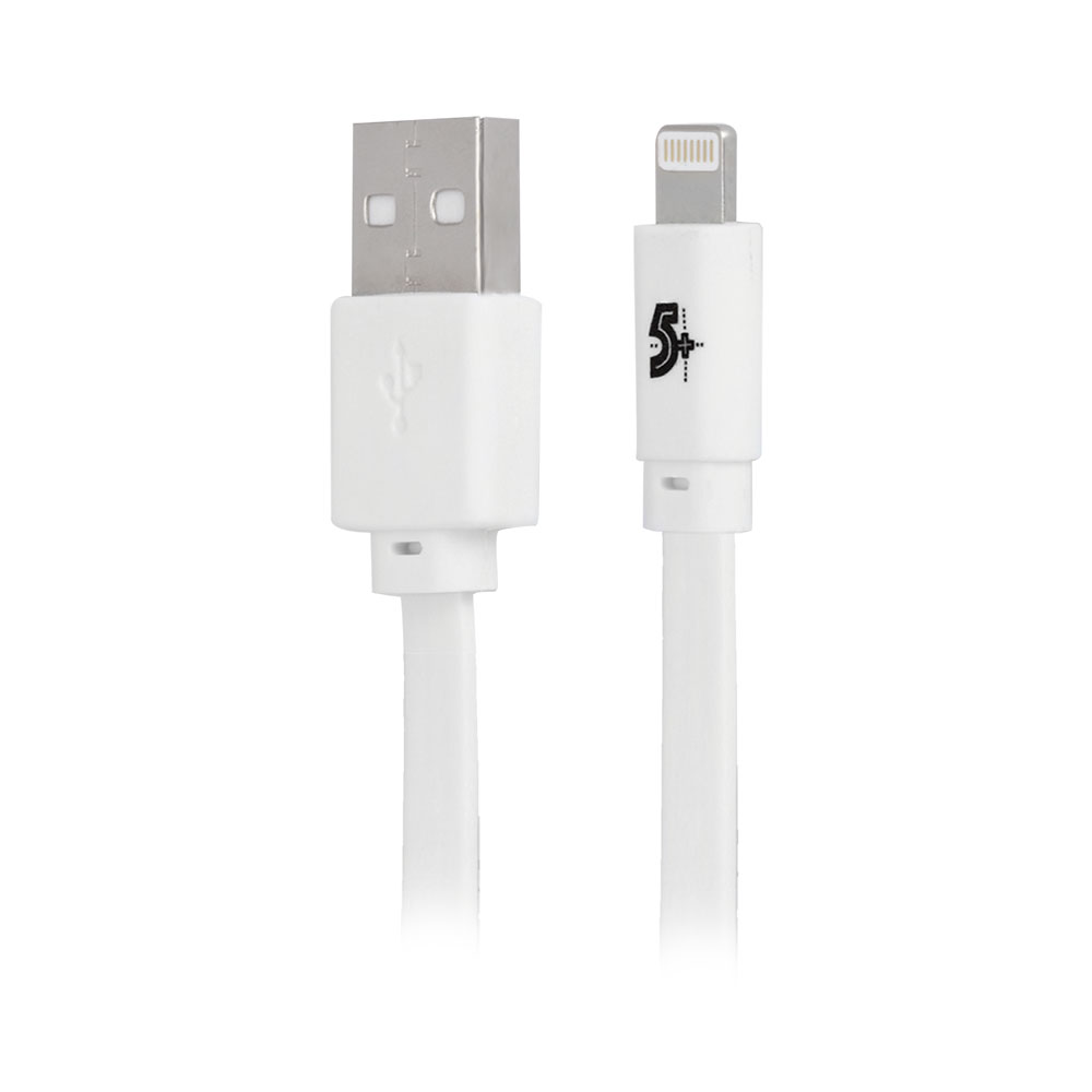 Imagem de CABO LIGHTNING PARA USB A 5GB FLAT 1.20M BRANCO 5+ - 018-0031