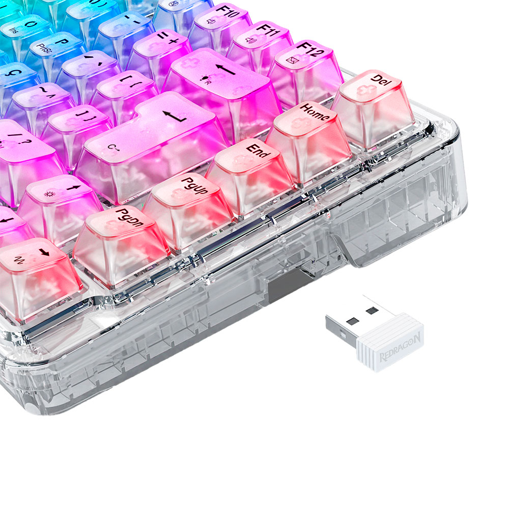 Imagem de TECLADO REDRAGON MECANICO GAMER ELF PRO RGB CRYSTAL CLEAR TRANSPARENTE K649CT-RGB-PRO PT