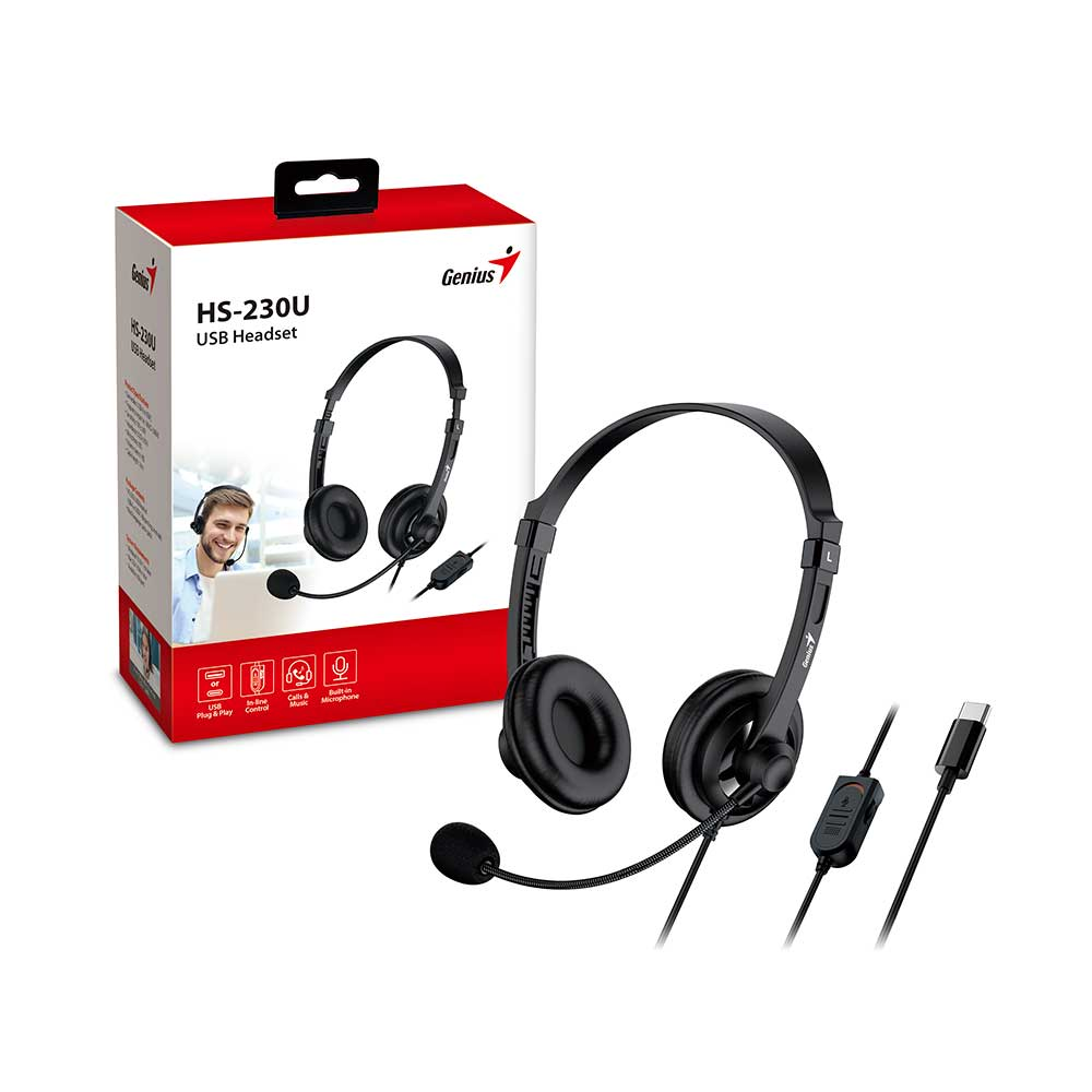 Mostrar detalhes de FONE DE OUVIDO MIC GENIUS HS-230U USB-C Imagem de FONE DE OUVIDO MIC GENIUS HS-230U USB-C