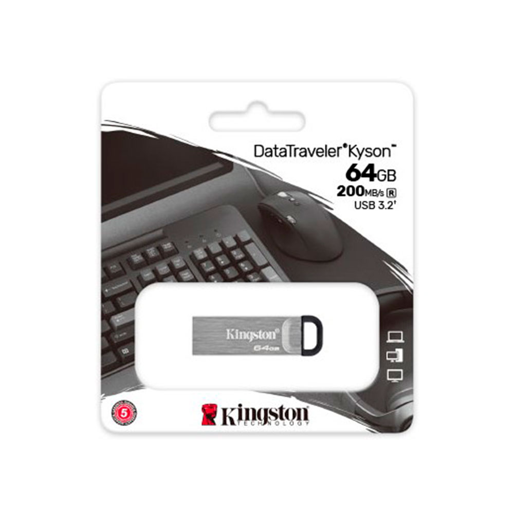 Imagem de PEN DRIVE KINGSTON DATATRAVELER KYSON 64GB USB 3.2 GEN 1 - DTKN/64GB
