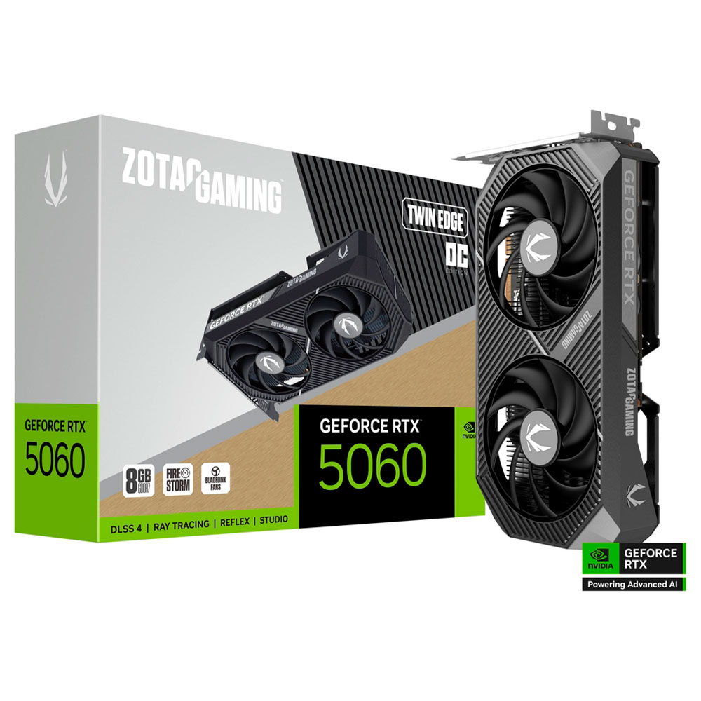 Imagem de PLACA DE VIDEO ZOTAC GEFORCE RTX 5060 TWIN EDGE OC 8GB GDDR7 128BITS ZT-B50600H-10M
