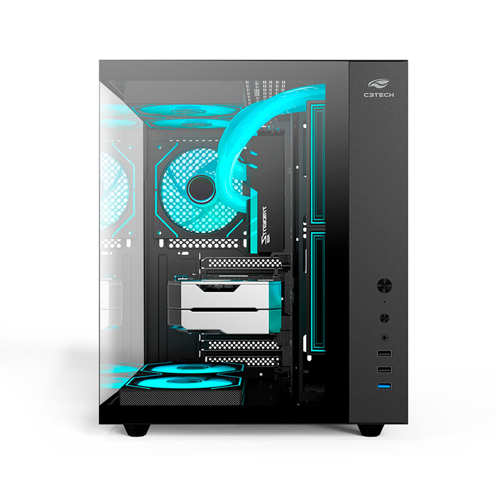 Imagem de GABINETE GAMER C3TECH AQUARIUS MT-G920BK SEM FONTE PRETO
