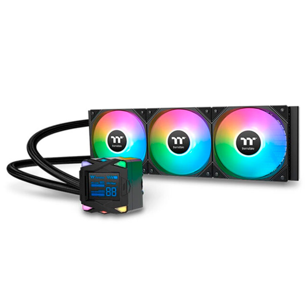 Mostrar detalhes de WATER COOLER THERMALTAKE LA 360-S ARGB SYNC BLACK ALLINONE 3*120MM - CL-W462-PL12SW-A Imagem de WATER COOLER THERMALTAKE LA 360-S ARGB SYNC BLACK ALLINONE 3*120MM - CL-W462-PL12SW-A