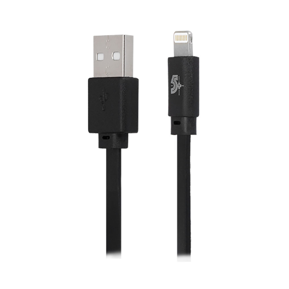 Imagem de CABO LIGHTNING PARA USB A 5GB FLAT 1.20M PRETO 5+ - 018-0032
