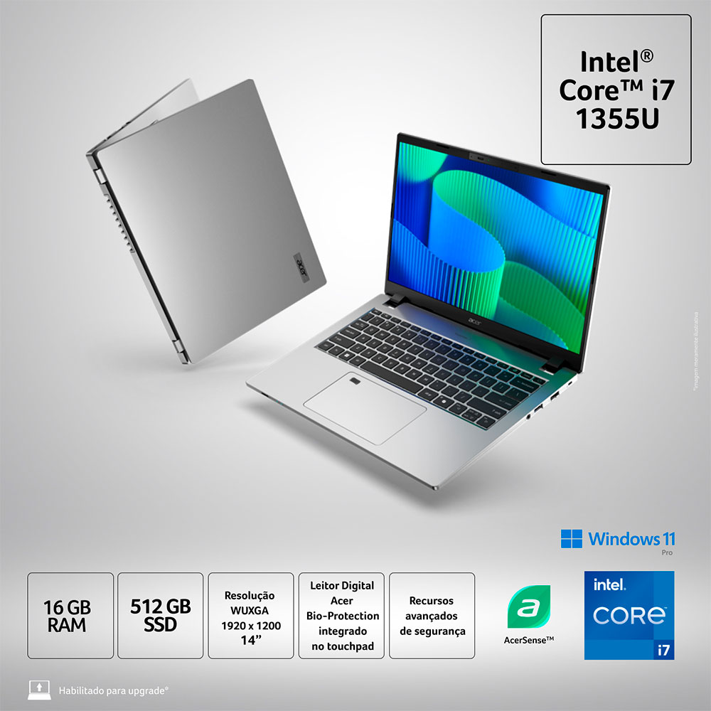 Imagem de NOTEBOOK ACER TRAVELMATE P2 14 14" WUXGA TMP214-56-72UM/ I7-1355U/ 16GB/ 512GB SSD/ WIN 11 PRO